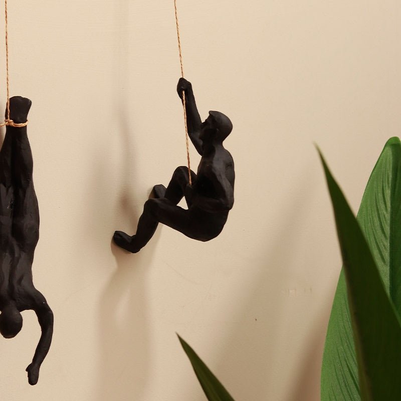 Resin Hanging Man Figurines - Black – Wall Decor on Brown Living™. SKU: 348_BL1040. Img 3.