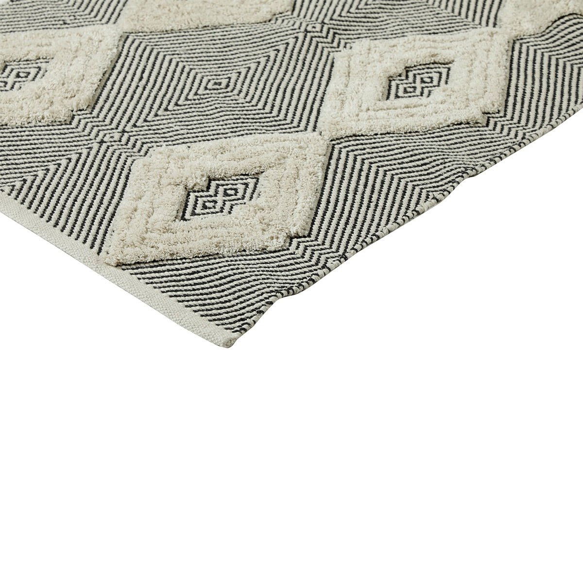 Rhomb Tuft Wo - Metric Cotton Rug (Black) Small | Verified Sustainable by Brown Living™