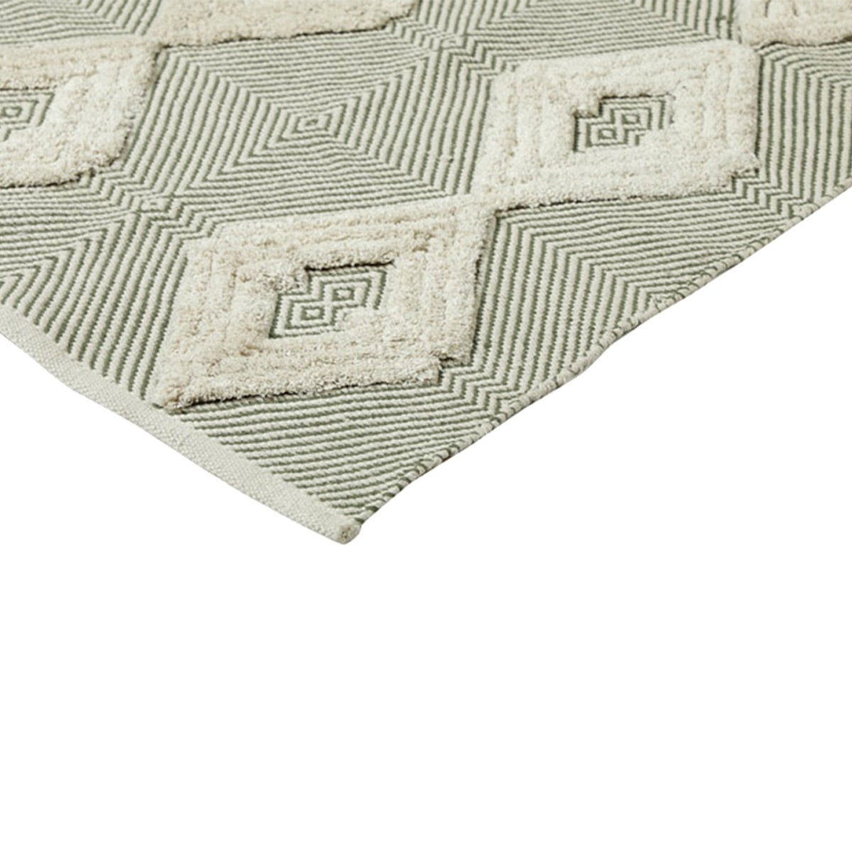 Rhomb Tuft Wo - Metric Cotton Rug (Olive) Small | Verified Sustainable by Brown Living™