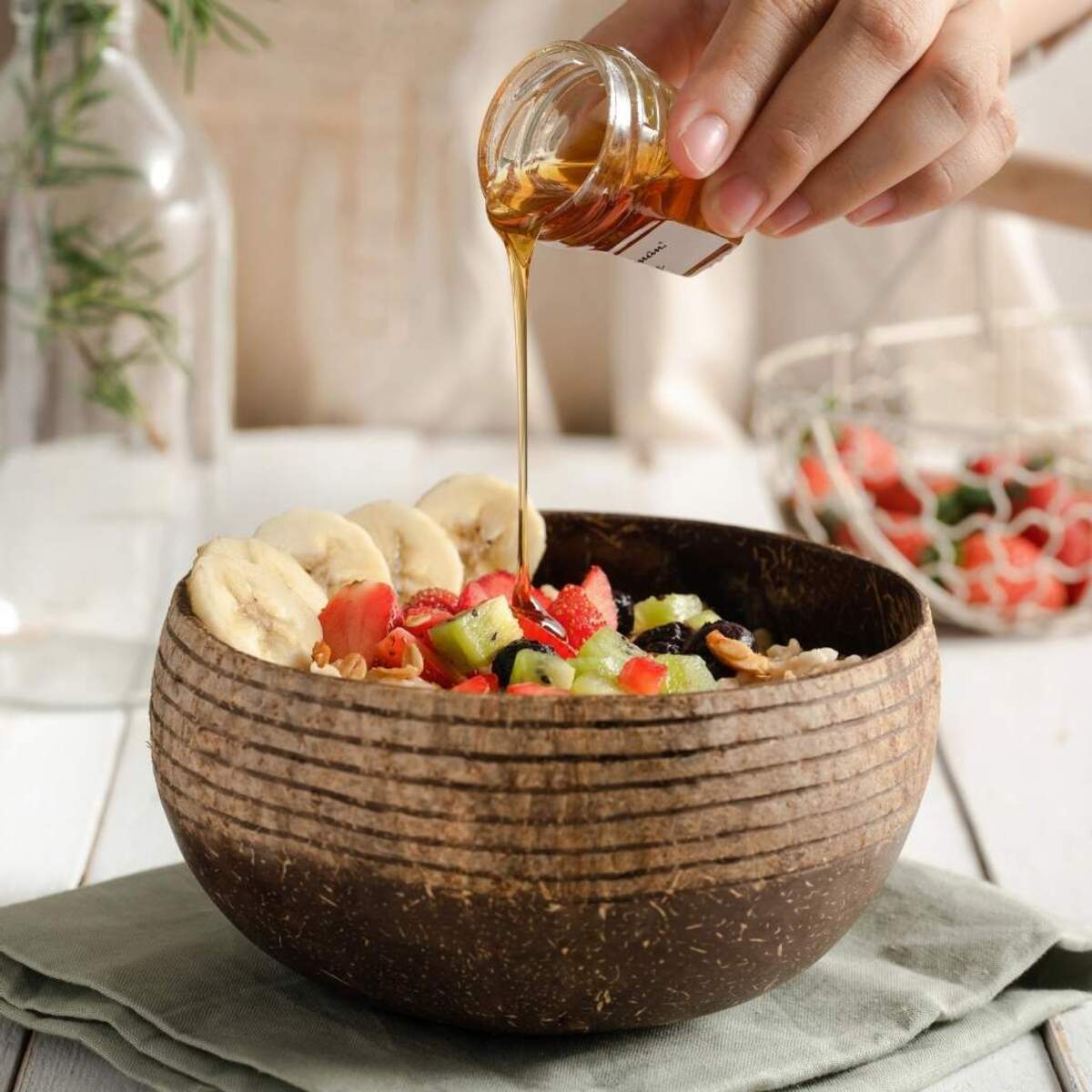 Ring Jumbo 900ml Coconut Bowl with 1 Bowl and Spoon and Fork Brown | Verified Sustainable by Brown Living™