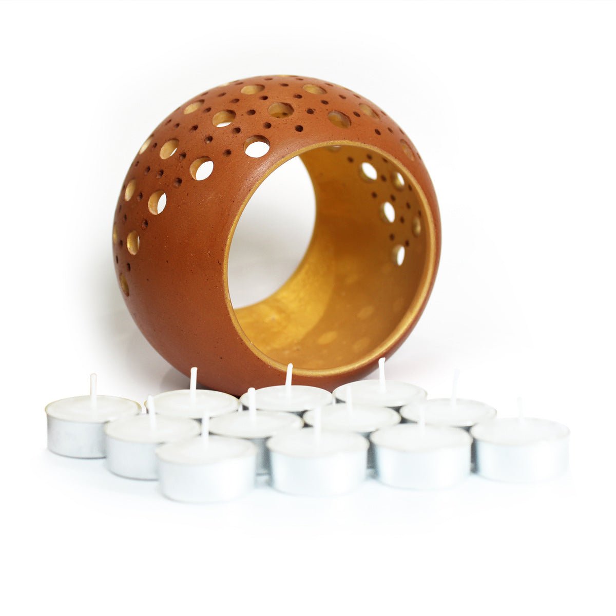 Ring Small Tea Light Holder with Free Soywax Tealights – Candles & Fragrances on Brown Living™. SKU: CH - RNG/S1. Img 2.