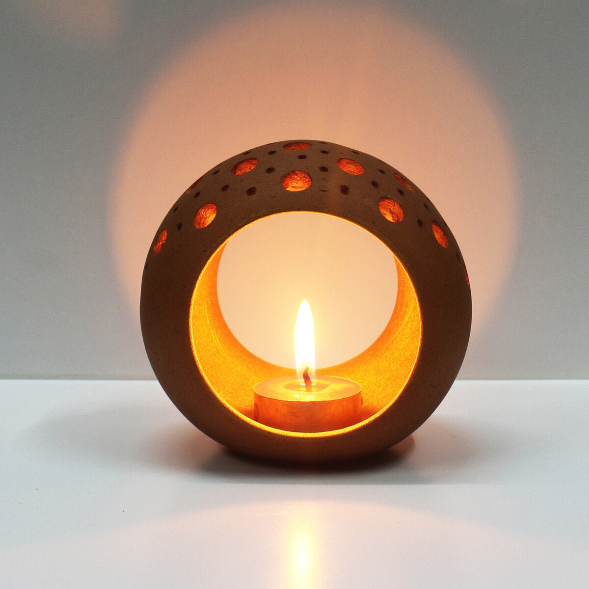 Ring Small Tea Light Holder with Free Soywax Tealights – Candles & Fragrances on Brown Living™. SKU: CH - RNG/S1. Img 3.