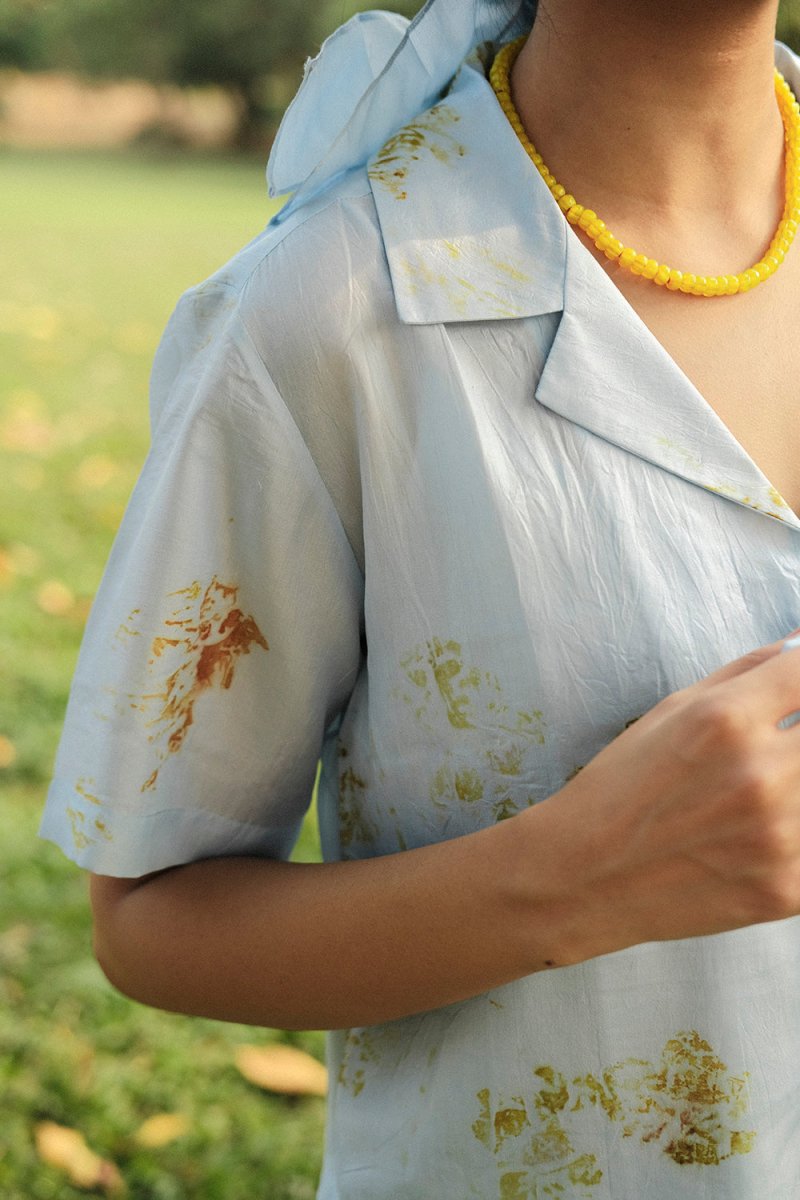 Riviera Tie Up Shirt | Naturally dyed casual shirt for women – Womens Shirt on Brown Living™. SKU: SOS73_24BL3543. Img 2.
