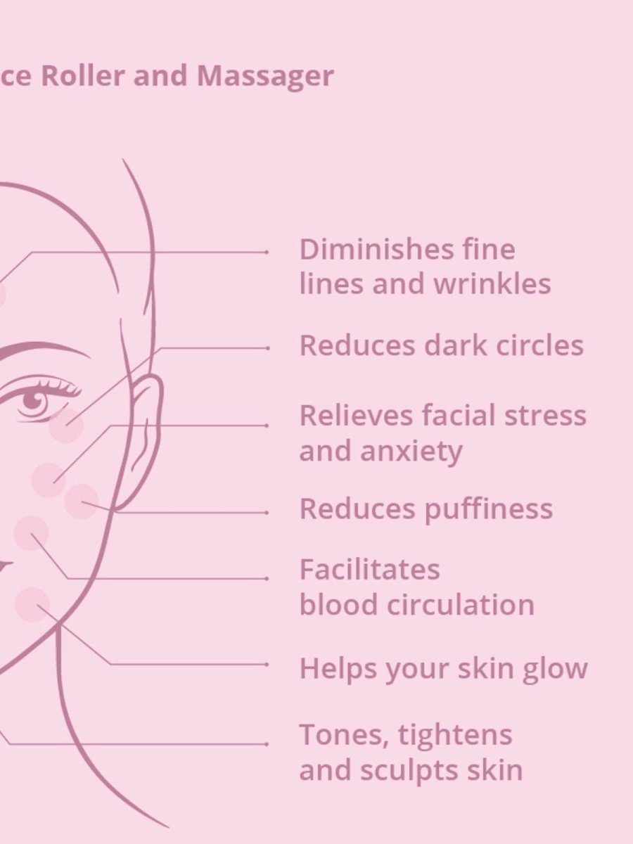 Rose Quartz Roller & Massager for Face, Neck and Under eye with FREE Gold Beauty Oil – Massager by Natural Vibes available on Brown Living™. . SKU: 063 - 05428 - NV_Rose_Quartz_Roller_oil. Img 11.