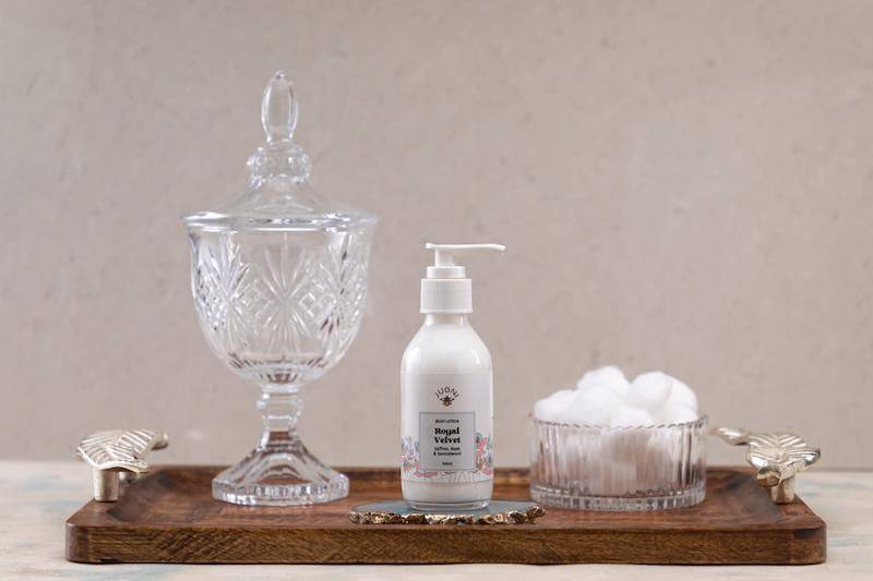 Royal Velvet Body Lotion 100ml with Rose Petals, Sandalwood & Saffron – Body Lotion on Brown Living™. SKU: 231 - 09482 - SKUBL - RV - 01. Img 2.