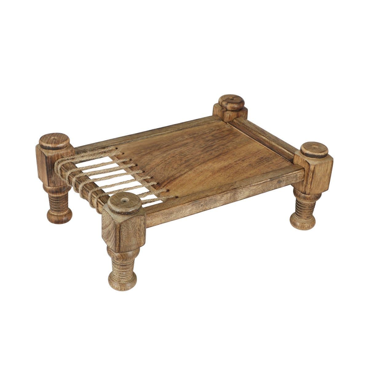 Rustic Manji Serving Tray - Std - 11x7.5x3.9inches - Indian Rosewood - Charpai Khaat | Verified Sustainable by Brown Living™