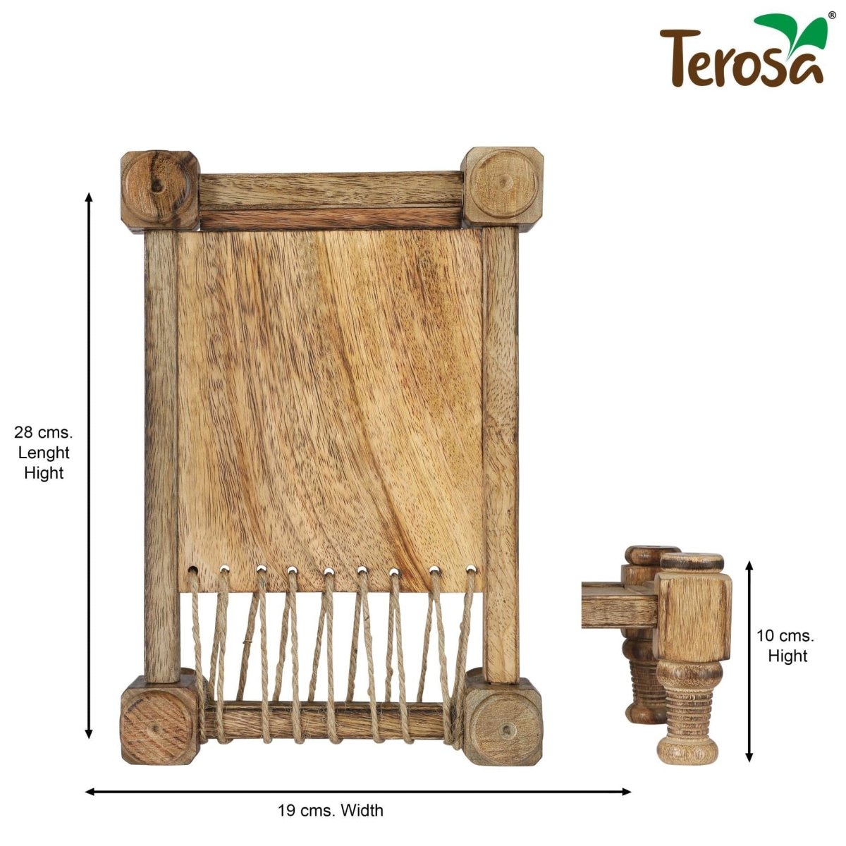 Rustic Manji Serving Tray - Std - 11x7.5x3.9inches - Indian Rosewood - Charpai Khaat | Verified Sustainable by Brown Living™
