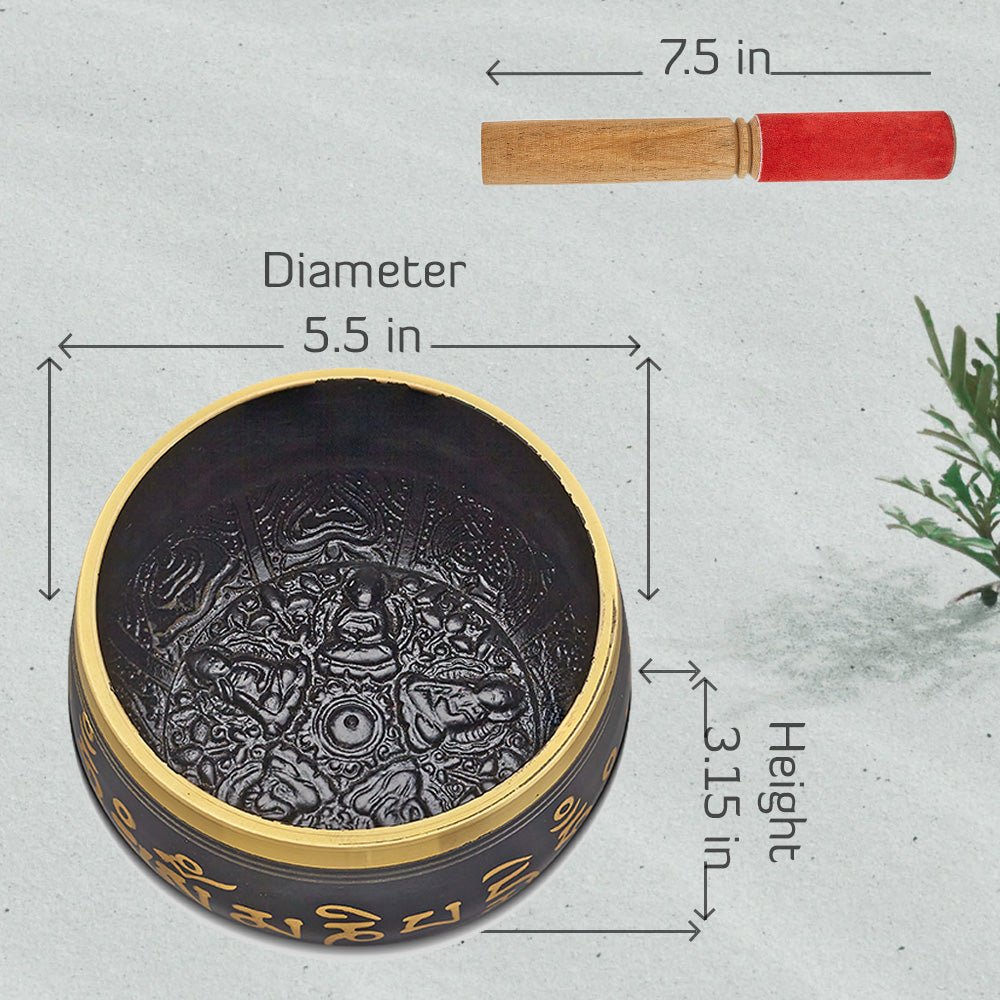 Sacred Mantra Black Bowl | 5.5 Inches | Verified Sustainable by Brown Living™