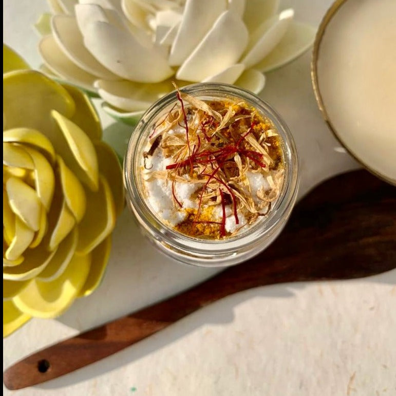Saffron and Haldi with Coconut Milk and Rice – Face Pack on Brown Living™. SKU: AM1019. Img 2.