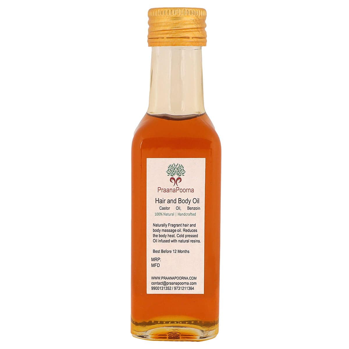 Sambrani Resin Infused Castor Oil 100ml – Body Oil on Brown Living™. SKU: 133 - 08241 - praanapoorna - SKUB7. Img 1.