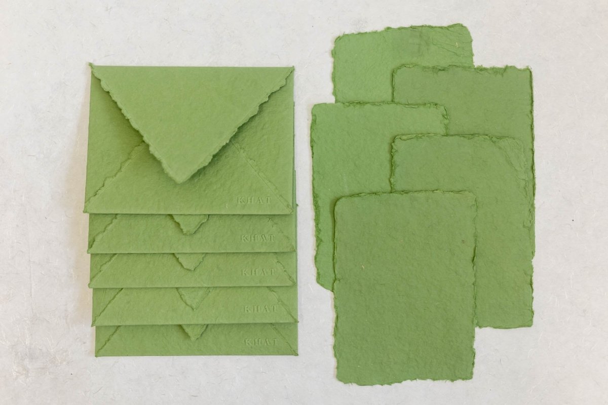 Send A Poem - Sage Green - Pack Of 5 Blank Card & Envelope – Greeting & Note Cards on Brown Living™. SKU: SR010. Img 2.