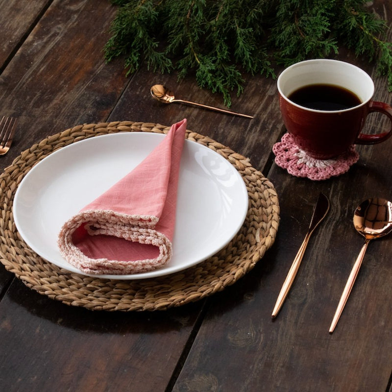 Buy Anamika Pink Coasters and Table Napkins Set of 4 each | Shop Verified Sustainable Table Essentials on Brown Living™