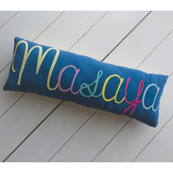 Buy Shape Cushions - Letter Cut Out Name Pillow - Navy Embroidered | Shop Verified Sustainable Pillow on Brown Living™