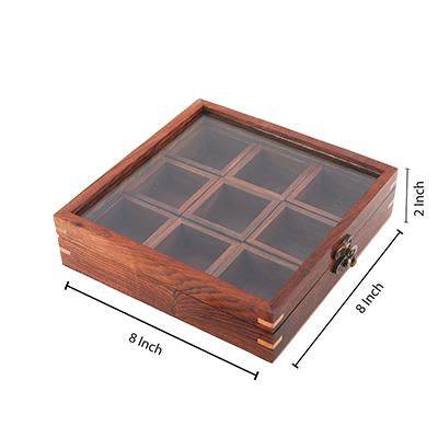 Sheesham Wooden Table Top Spice Box Masala Dabba Namak Dani – Kitchen Organizers on Brown Living™. SKU: 1042399. Img 7.