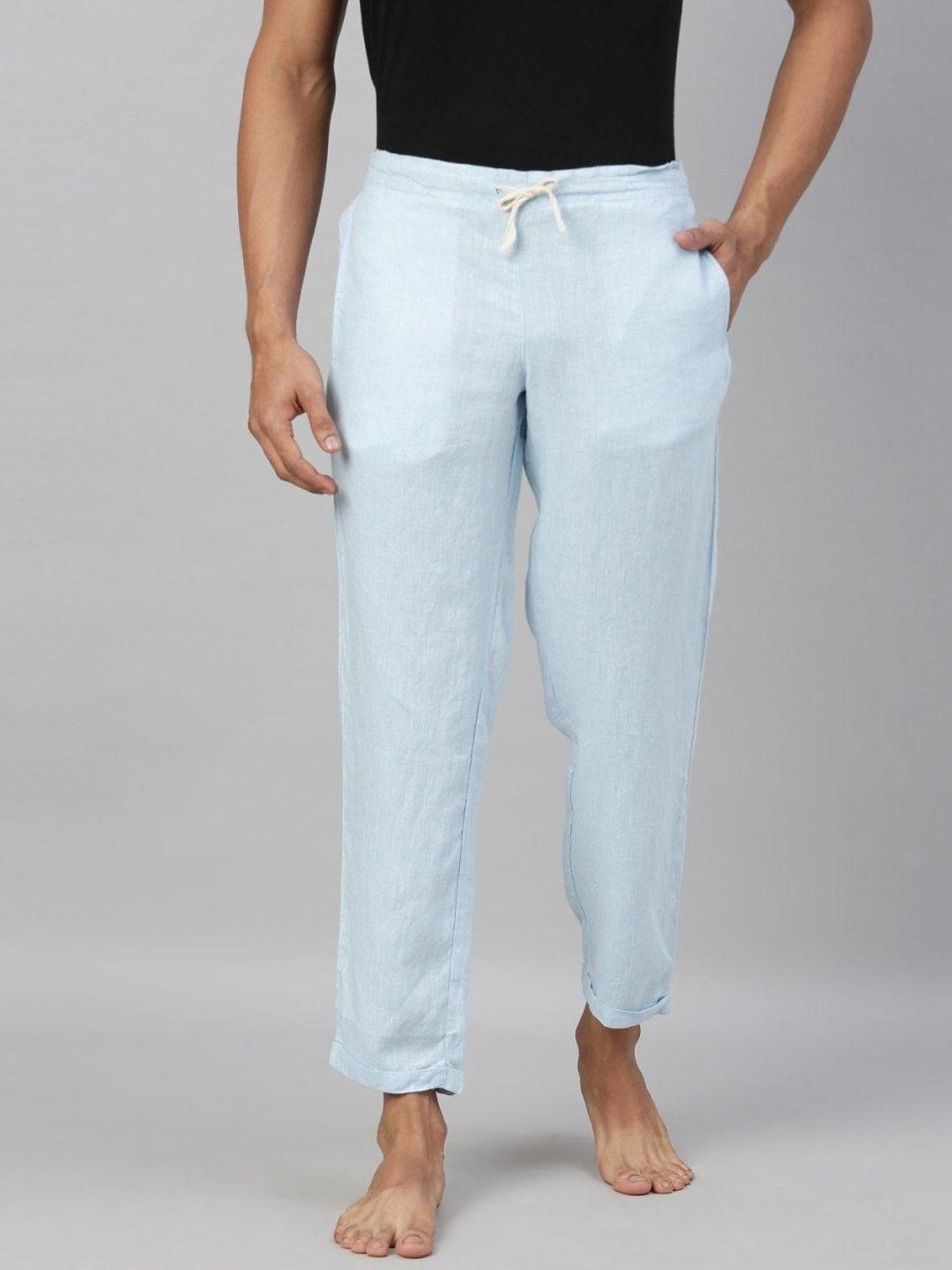 Mens Linen Pants, Lounge Pants, Drawstring Pants, Gray Linen