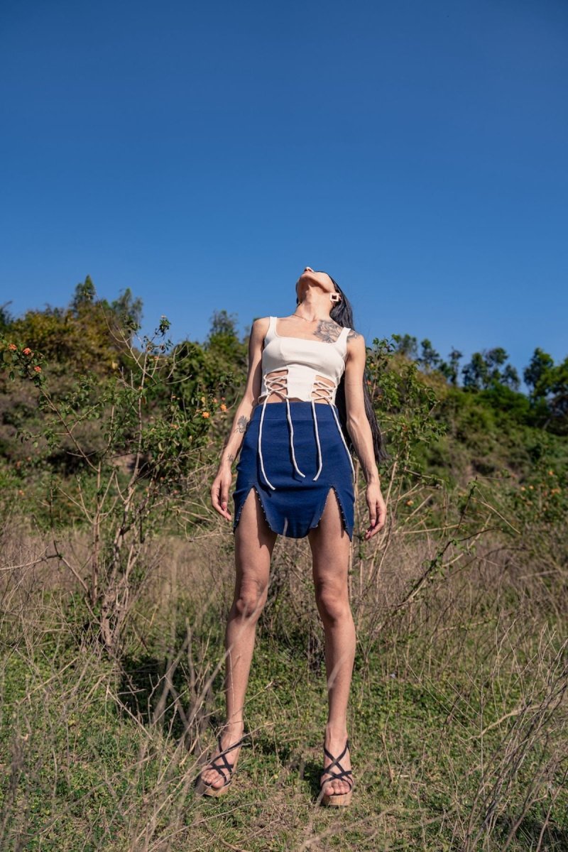 Sofia Skirt - Cotton Knit Mini Skirt | Indigo | Verified Sustainable by Brown Living™