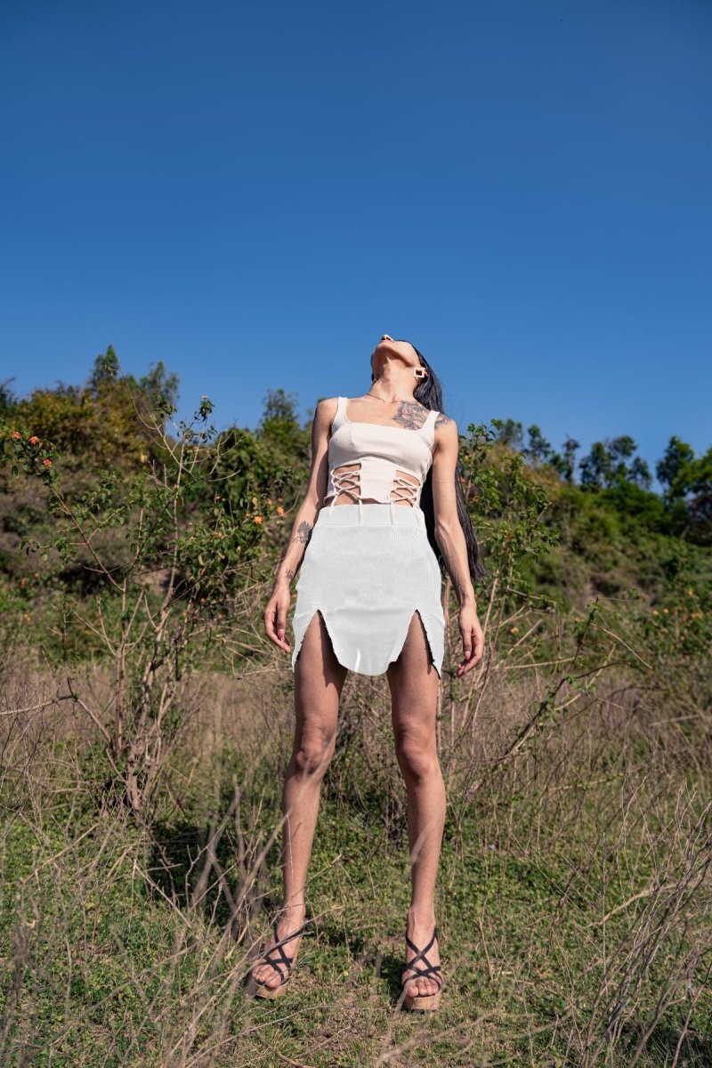 Sofia Skirt - Cotton Knit Mini Skirt (White) | Verified Sustainable by Brown Living™
