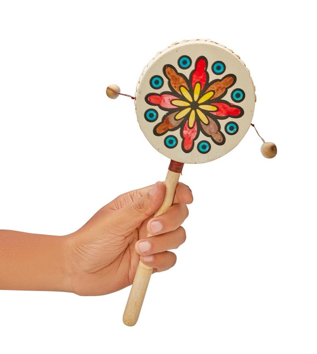 Spin/Twist Drum - Den Den Daiko - Red Brown Flower | Verified Sustainable by Brown Living™