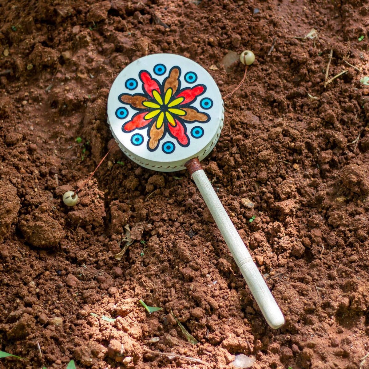 Spin/Twist Drum - Den Den Daiko - Red Brown Flower | Verified Sustainable by Brown Living™