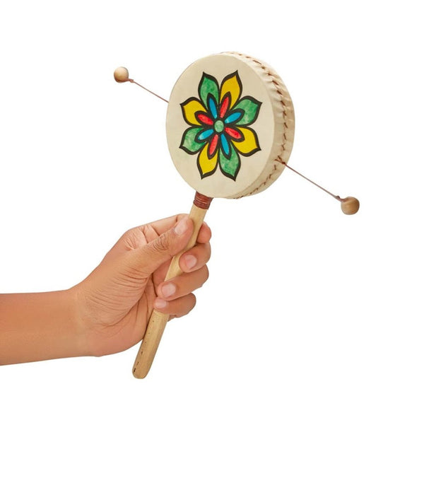 Buy Spin/Twist Drum- Den Den Daiko- Yellow Green Flower | Shop Verified Sustainable Musical Instruments on Brown Living™