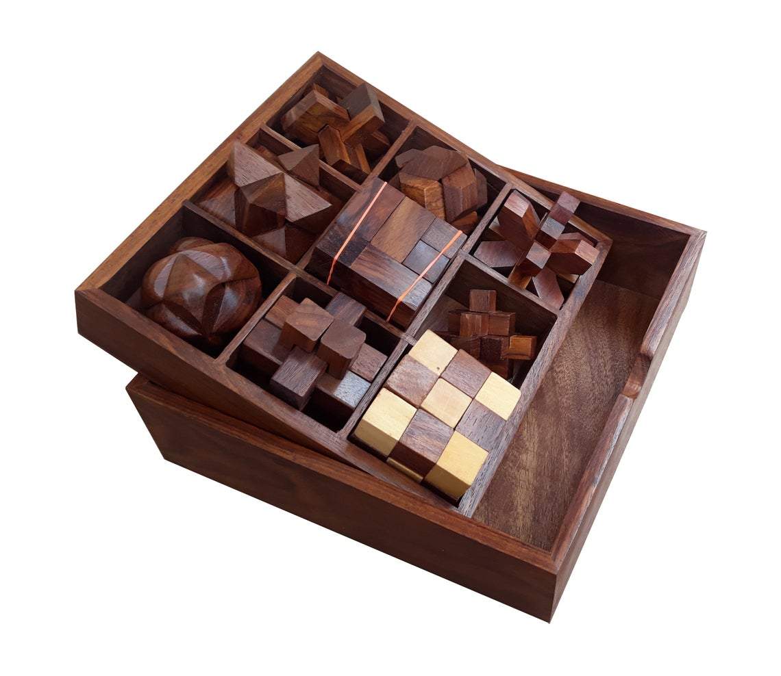 STEM Brain Teaser Puzzle Set - 9 Mechanical Puzzles – Sports & Games on Brown Living™. SKU: 1082. Img 1.