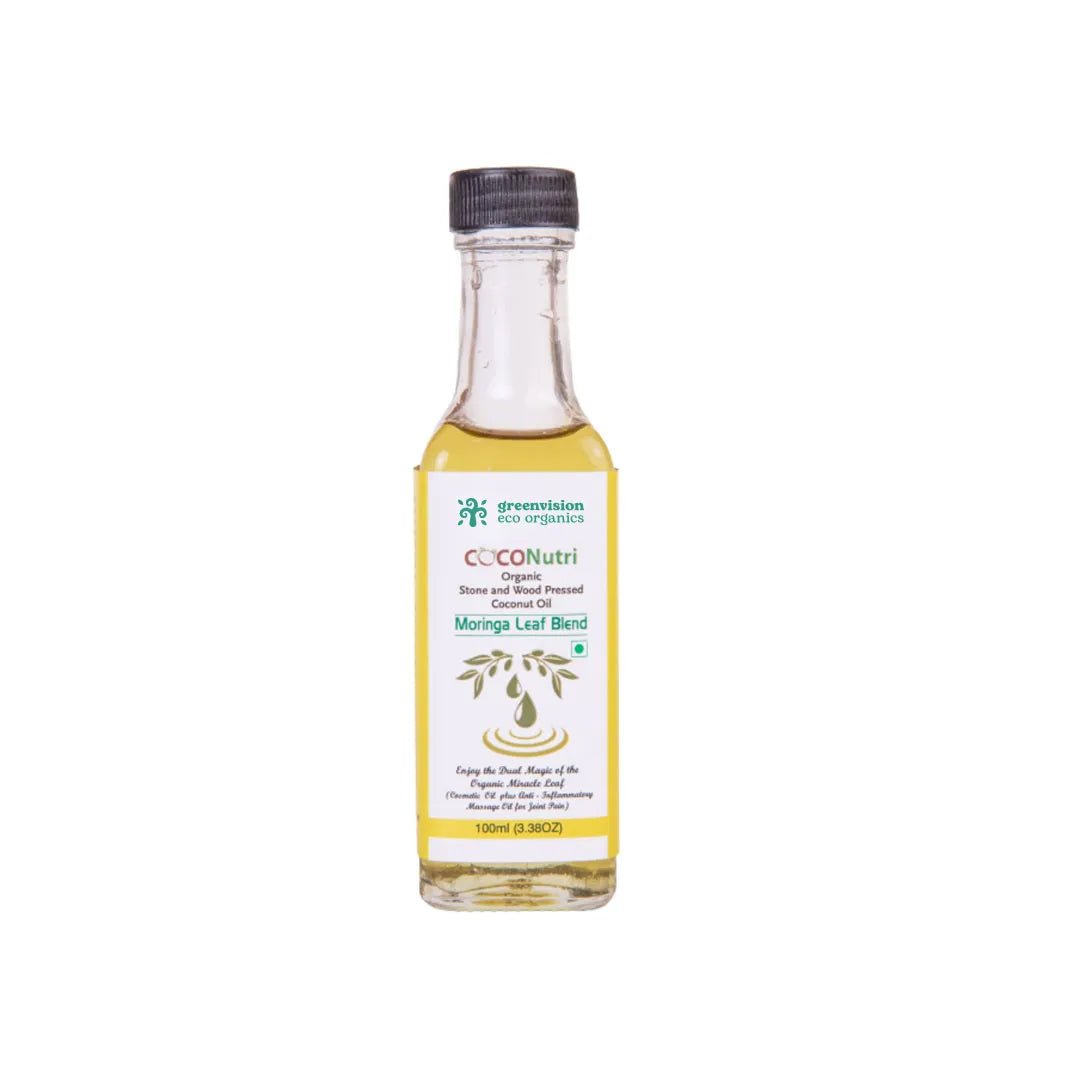 Stone & Wood Pressed Organic Coconut Oil - Moringa Leaf Blend 100ml | Verified Sustainable by Brown Living™