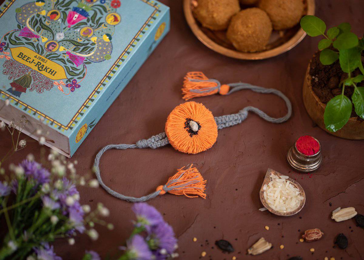 Subah - Eco - friendly Plantable Rakhi embedded with seeds – Rakhi on Brown Living™. SKU: 172 - 08477 - 21FO - 08. Img 4.