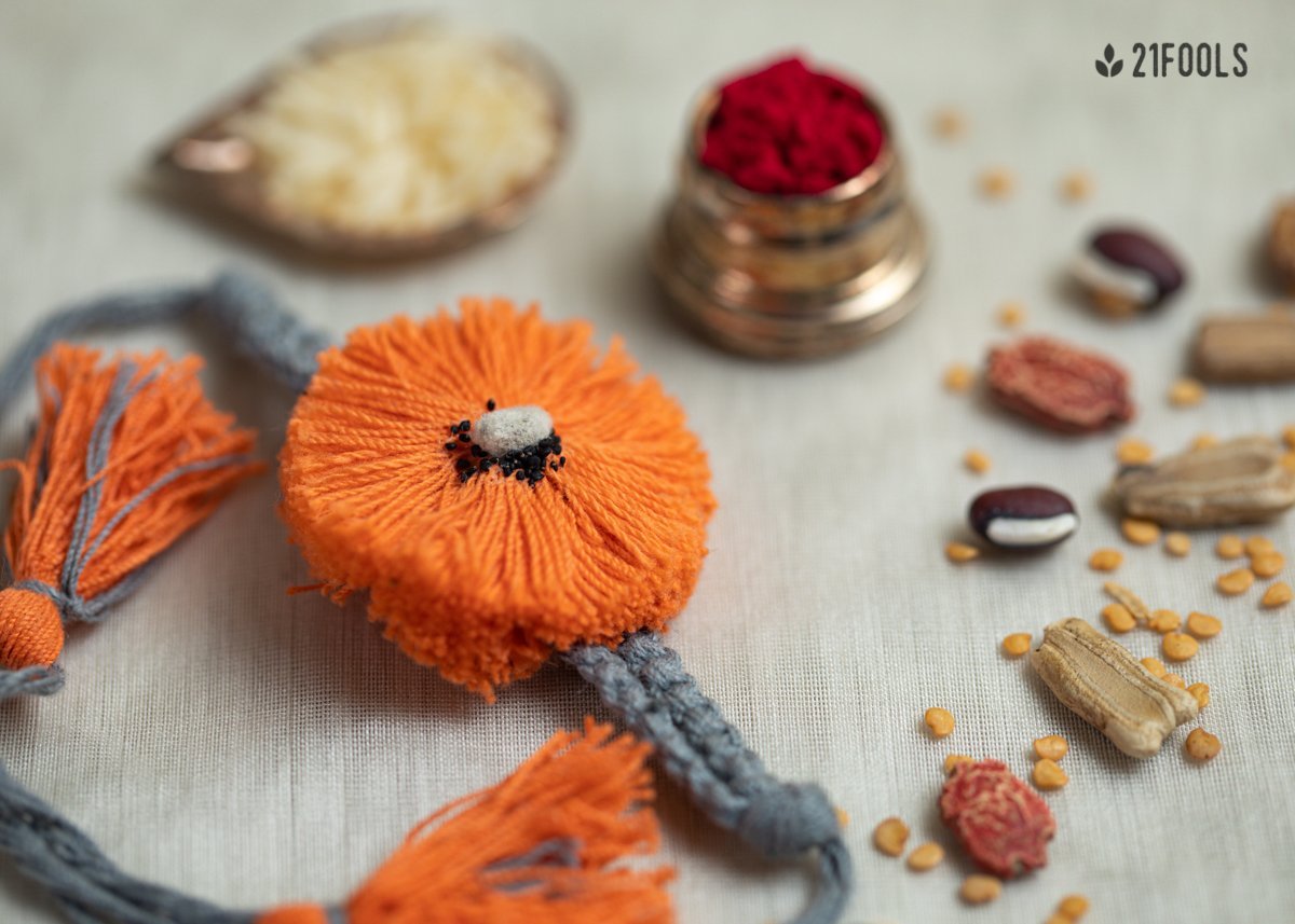 Subah - Eco - friendly Plantable Rakhi embedded with seeds – Rakhi on Brown Living™. SKU: 172 - 08477 - 21FO - 08. Img 7.