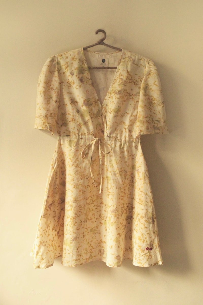 Summer Rose Dress | Eco - printed with Marigolds and Roses | Verified Sustainable by Brown Living™