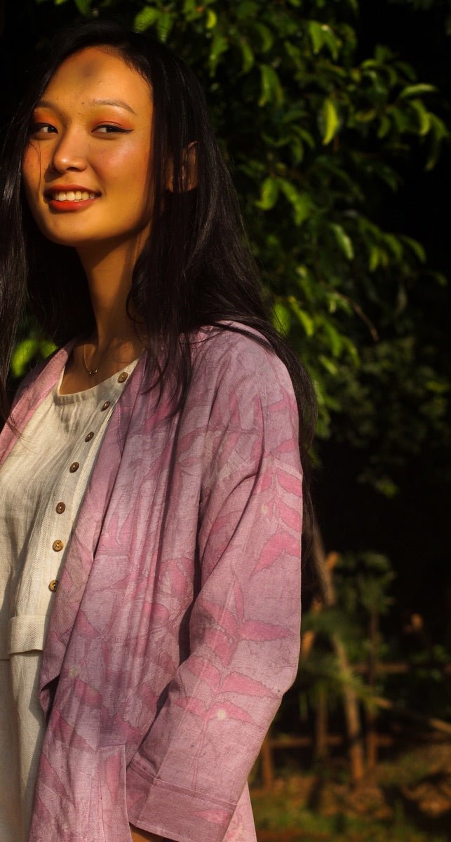 Summer Shrug | Natural Cotton | Natural dyed over coat | Eco Printed Coat | Verified Sustainable by Brown Living™
