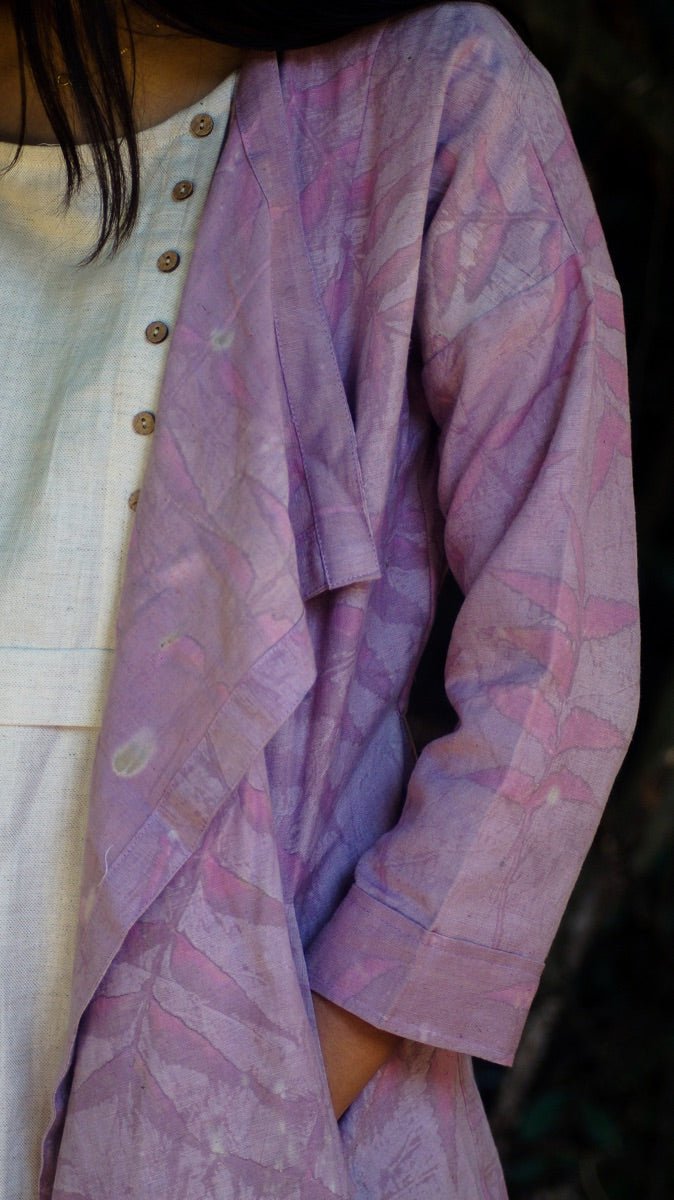 Summer Shrug | Natural Cotton | Natural dyed over coat | Eco Printed Coat | Verified Sustainable by Brown Living™