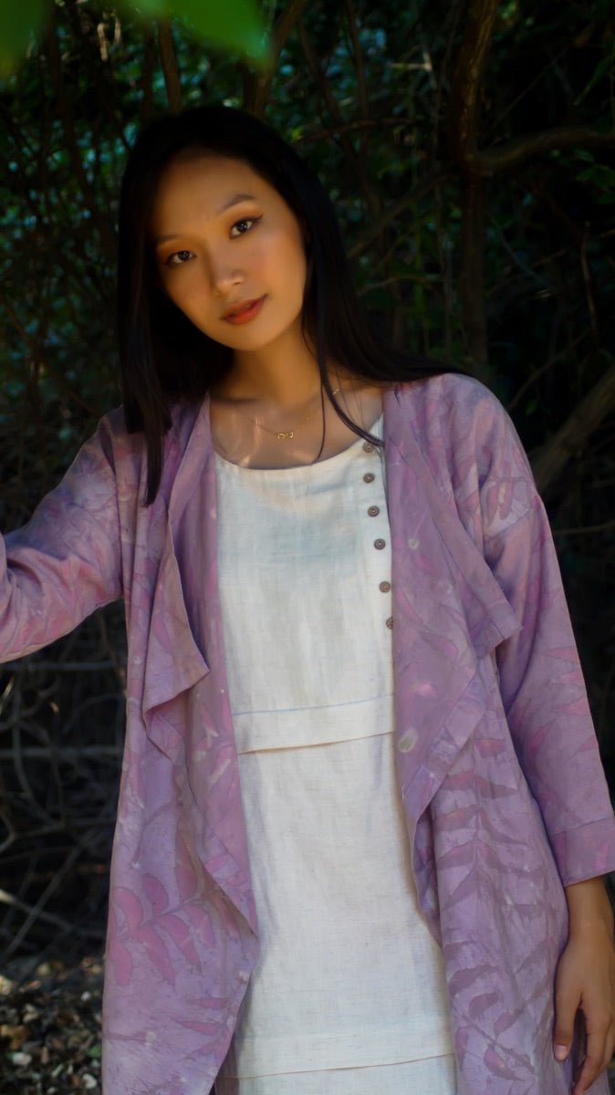 Summer Shrug | Natural Cotton | Natural dyed over coat | Eco Printed Coat | Verified Sustainable by Brown Living™