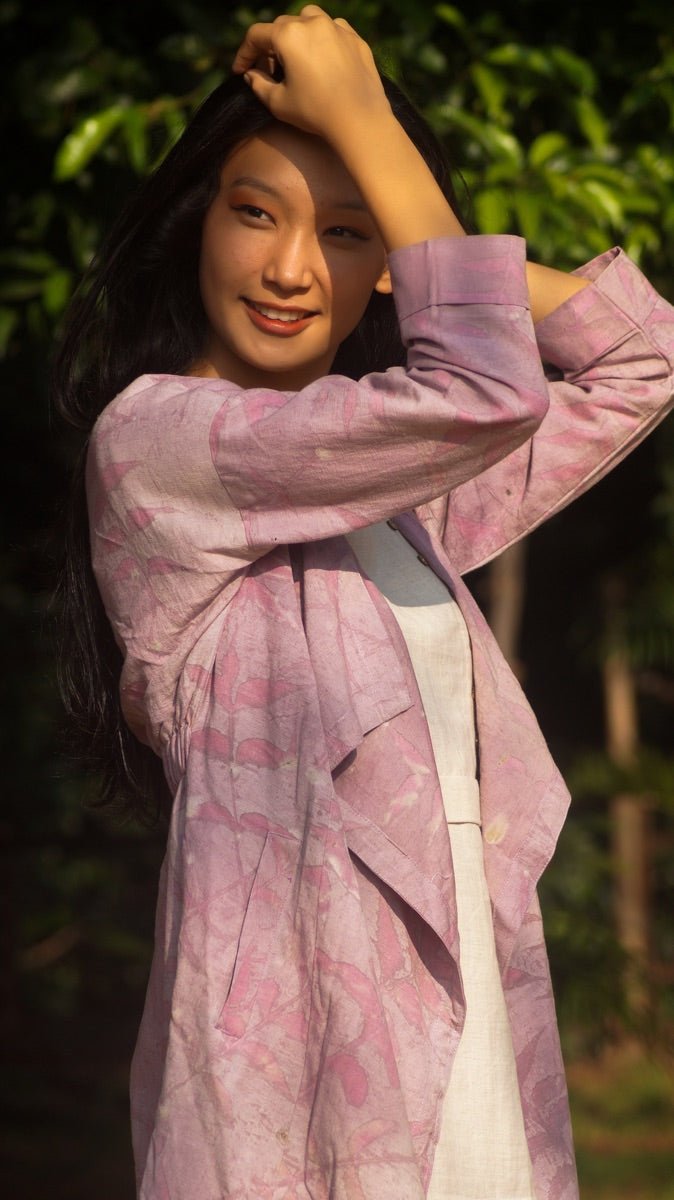 Summer Shrug | Natural Cotton | Natural dyed over coat | Eco Printed Coat | Verified Sustainable by Brown Living™