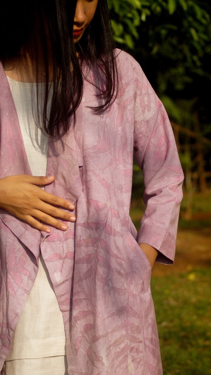 Summer Shrug | Natural Cotton | Natural dyed over coat | Eco Printed Coat | Verified Sustainable by Brown Living™
