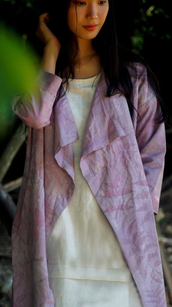 Summer Shrug | Natural Cotton | Natural dyed over coat | Eco Printed Coat | Verified Sustainable by Brown Living™