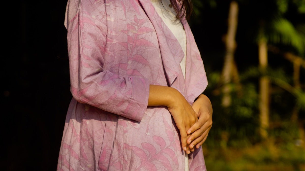 Summer Shrug | Natural Cotton | Natural dyed over coat | Eco Printed Coat | Verified Sustainable by Brown Living™