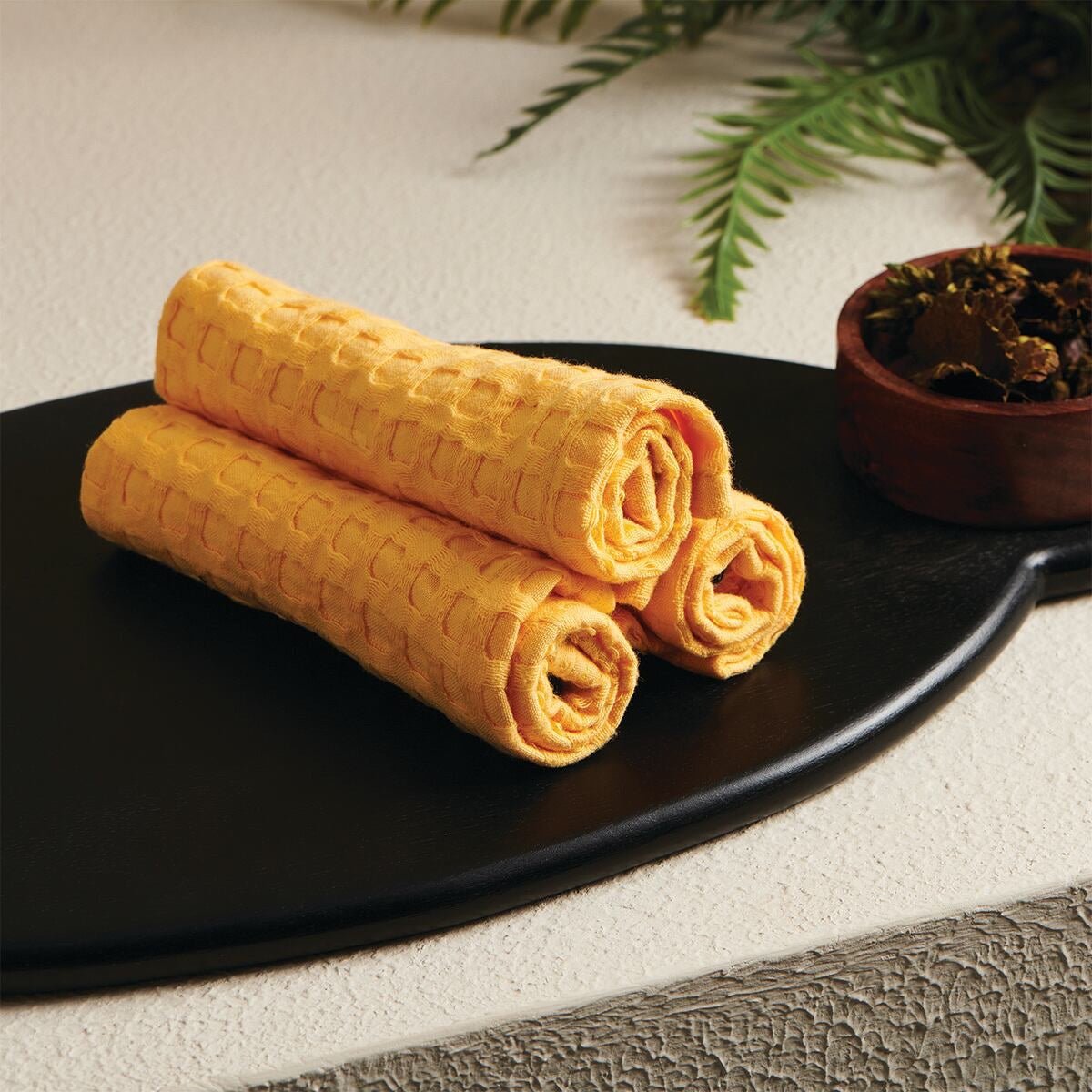 Sunflower Textured Waffle Face Towel | Verified Sustainable by Brown Living™