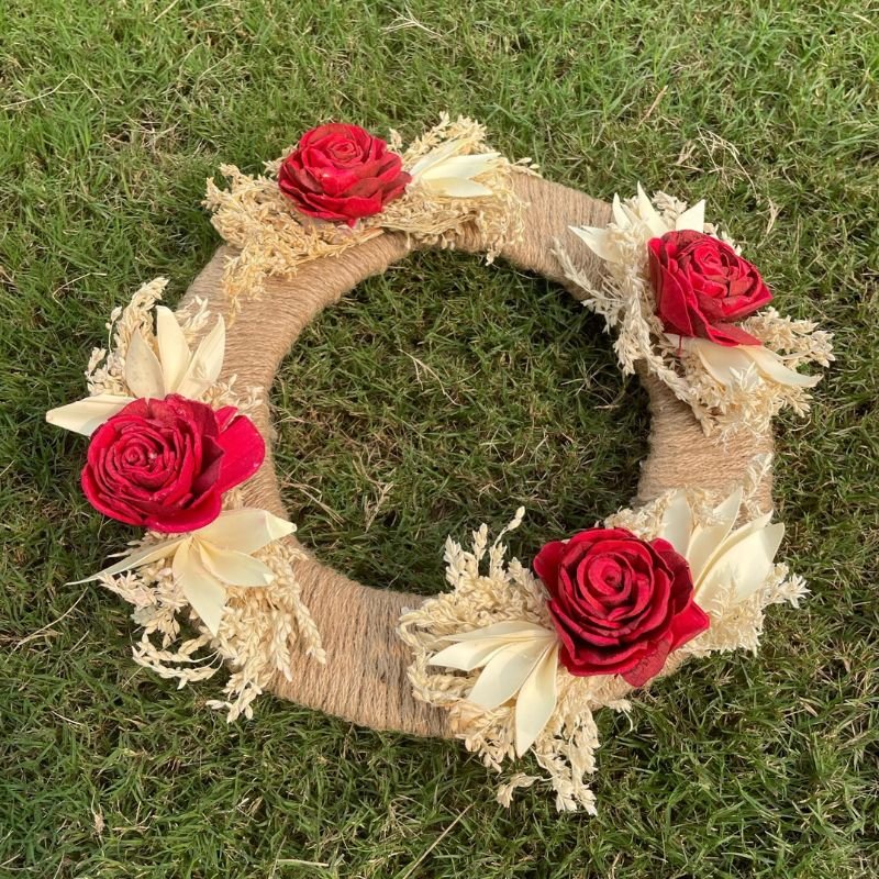 Sustainable Jute Christmas Wreath – Wall Decor on Brown Living™. SKU: GRCCW01. Img 2.