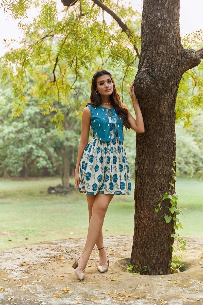 Sweet Chill Wave - Handloom Cotton Short Dress Set | Verified Sustainable by Brown Living™