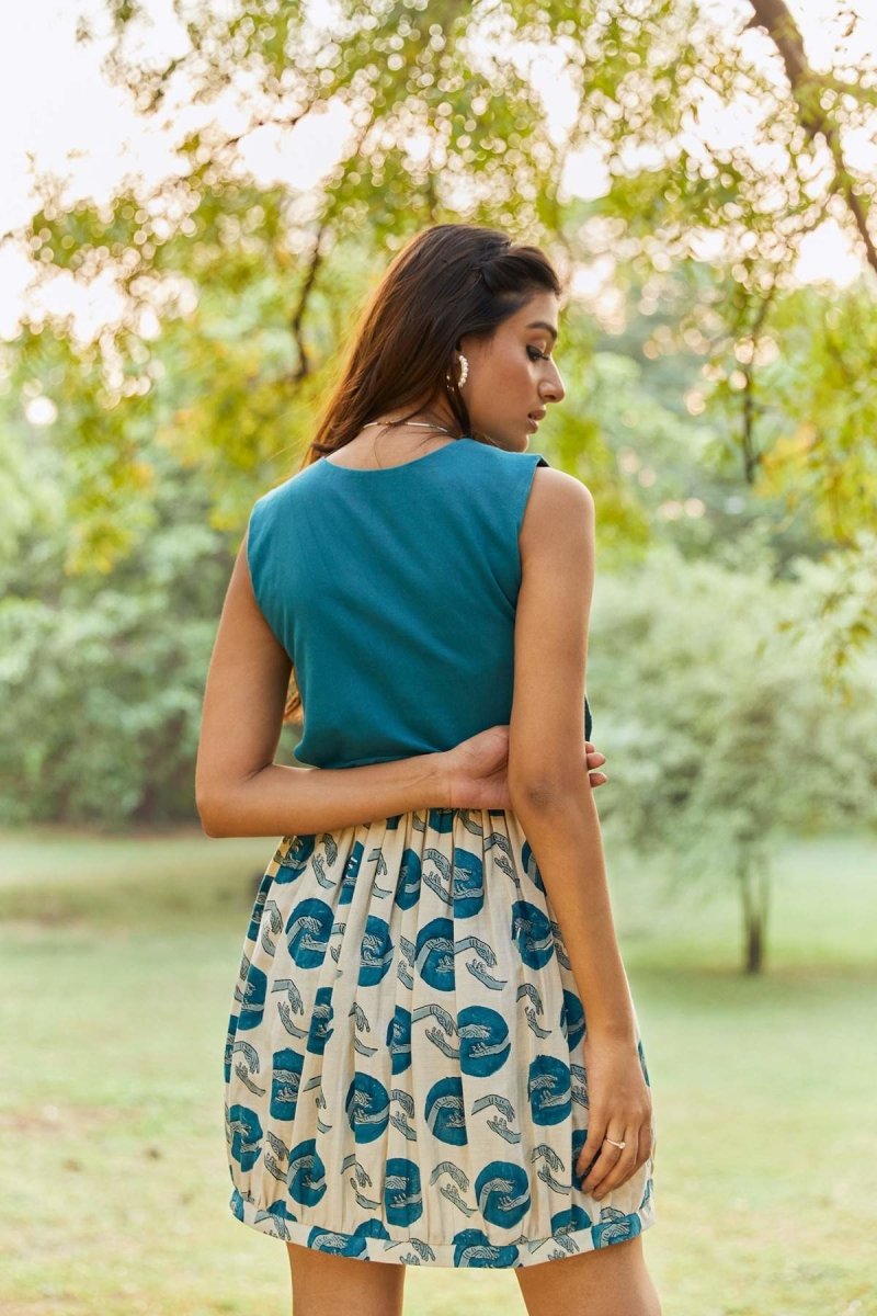 Sweet Chill Wave - Handloom Cotton Short Dress Set | Verified Sustainable by Brown Living™