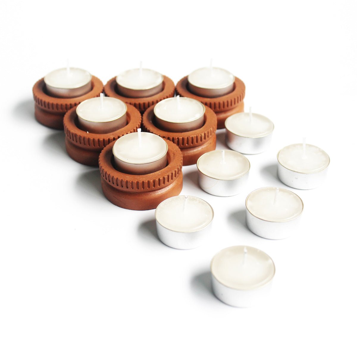 Tab Tech Candle Holder - Set of 6 with 6 Free Soywax Tealights – Candles & Fragrances on Brown Living™. SKU: CHTB - TEC/6. Img 2.