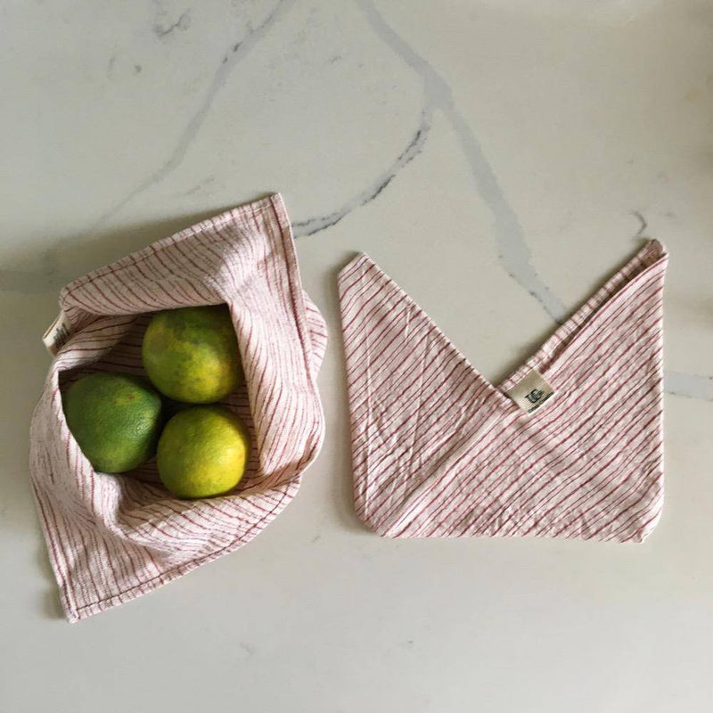 Buy Tanuka Bento Bag - Set of 2 knot bags in organic Kala Cotton for Veggies, Roti, Sprouting & Paneer | Shop Verified Sustainable Fridge Vegetable Bags on Brown Living™