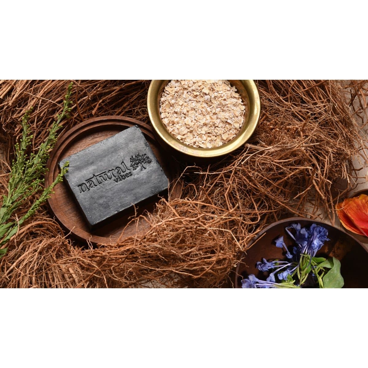Tea Tree and Activated charcoal Soap - 3 – Body Soap by Natural Vibes available on Brown Living™. . SKU: 063 - 01429 - NV_charcoal_soap_packof3. Img 6.