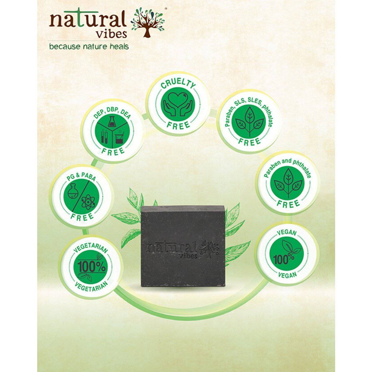 Tea Tree and Activated charcoal Soap - 3 – Body Soap by Natural Vibes available on Brown Living™. . SKU: 063 - 01429 - NV_charcoal_soap_packof3. Img 5.