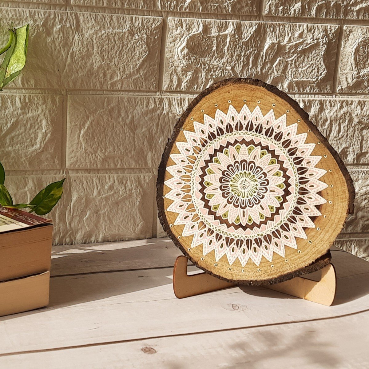 Teak wood wall plate with easel stand | Verified Sustainable by Brown Living™