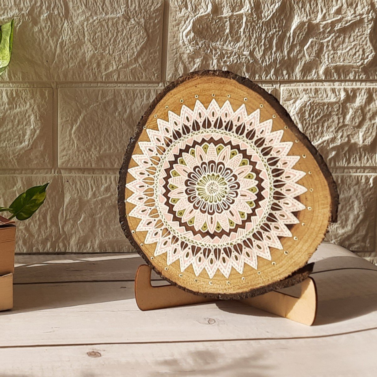 Teak wood wall plate with easel stand | Verified Sustainable by Brown Living™