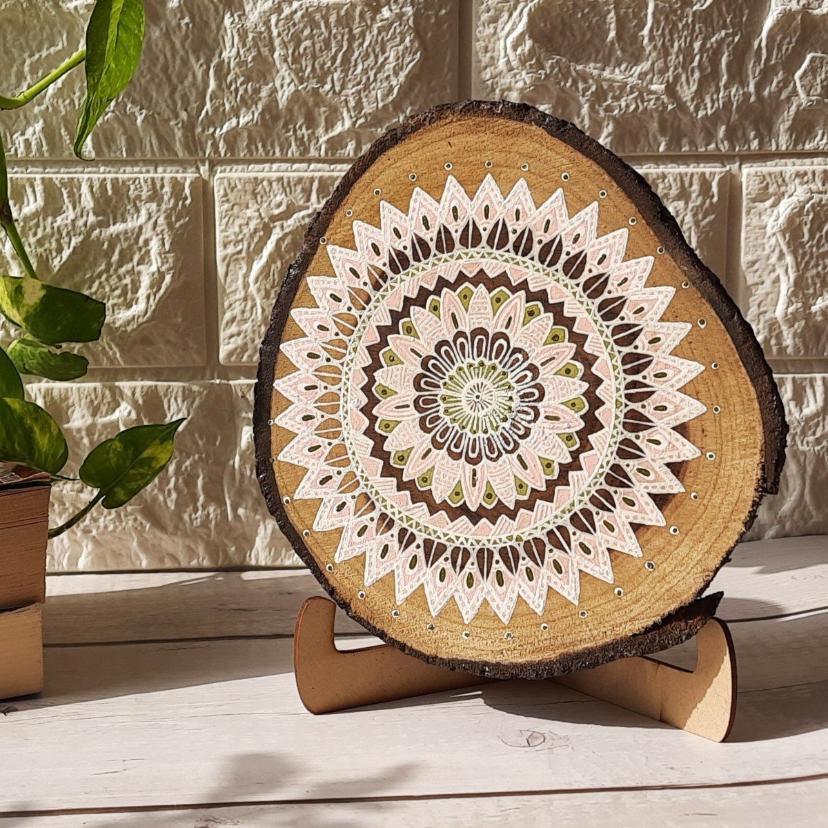 Teak wood wall plate with easel stand | Verified Sustainable by Brown Living™