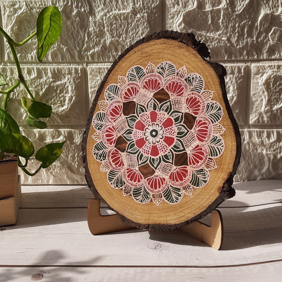 Teak wood wall plate with easel stand | Verified Sustainable by Brown Living™