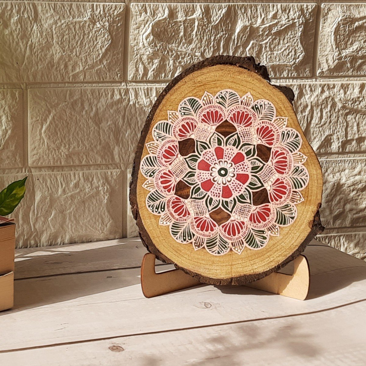 Teak wood wall plate with easel stand | Verified Sustainable by Brown Living™