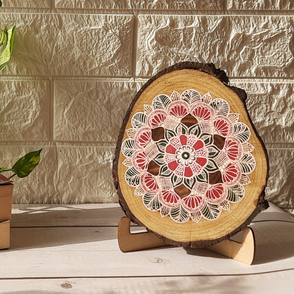 Teak wood wall plate with easel stand | Verified Sustainable by Brown Living™